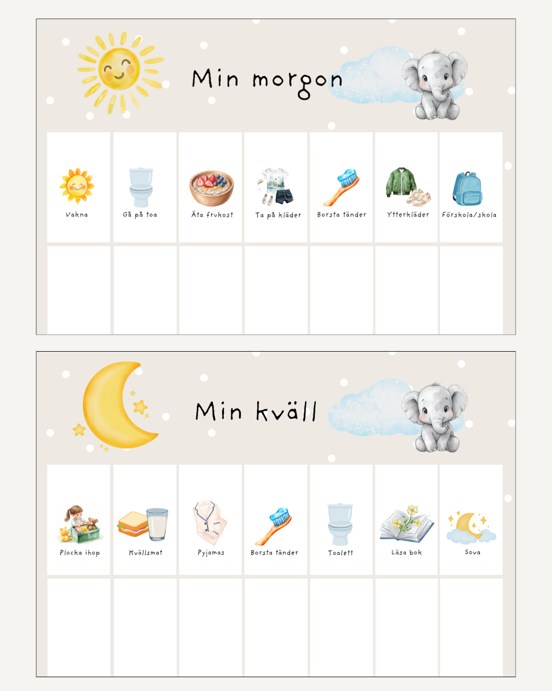 Bildstöd - Morgon och kvällsrutin