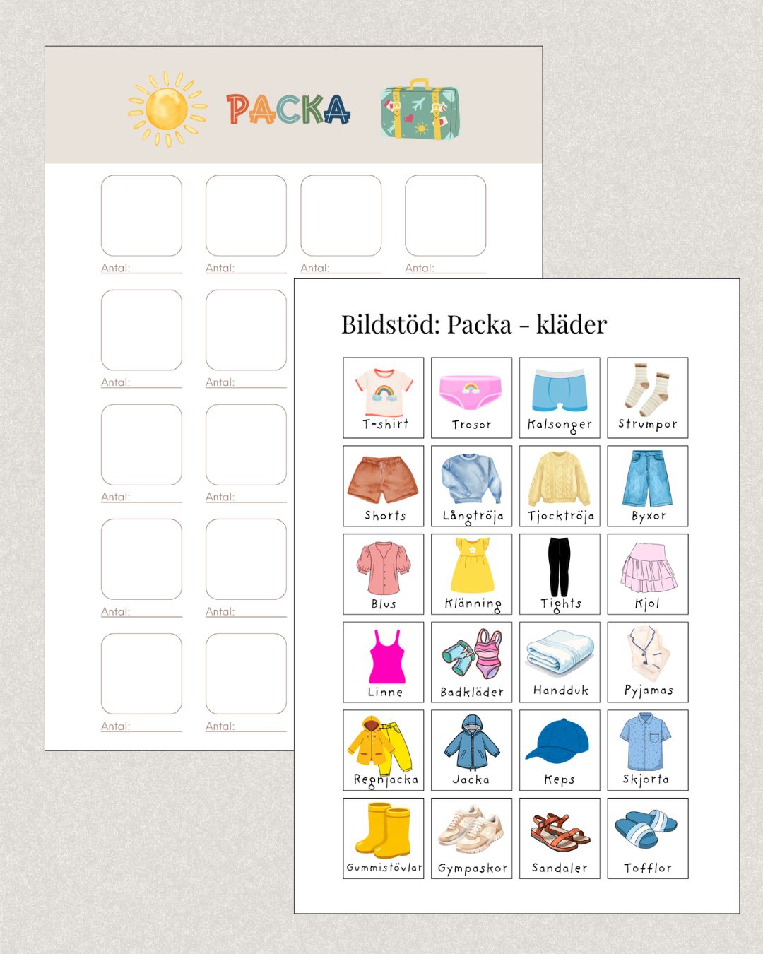 Bildstöd: Packa för resa